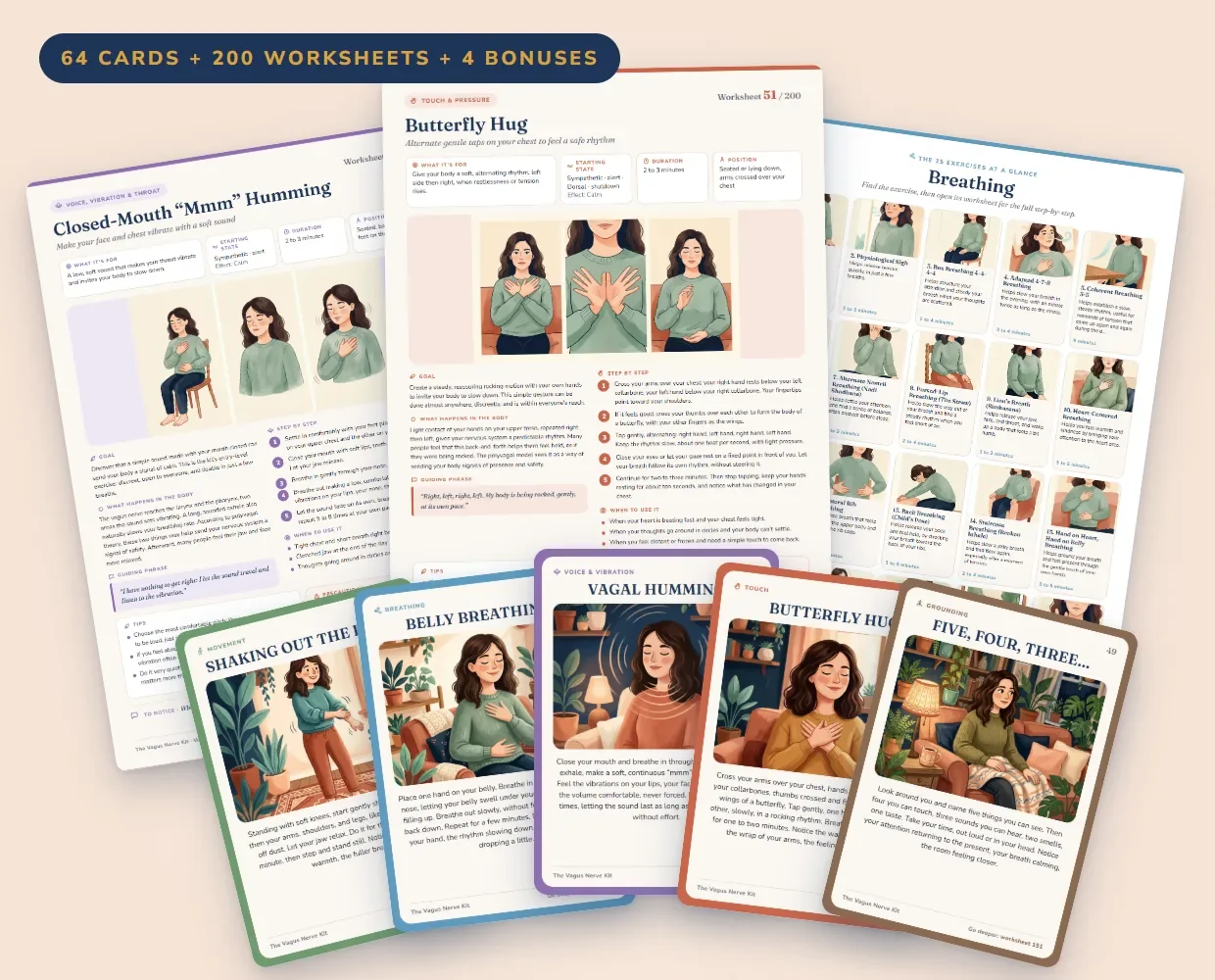 The Vagus Nerve Kit: 64 vagus nerve cards and 200 illustrated somatic worksheets