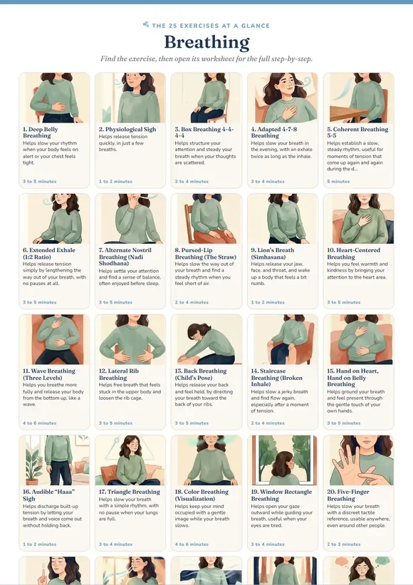 Poster of the 25 breathing exercises